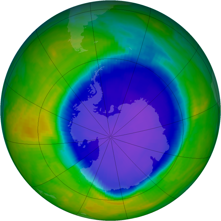Antarctic ozone map for 27 October 1999